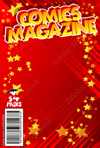 Editable comic book cover with abstract background.