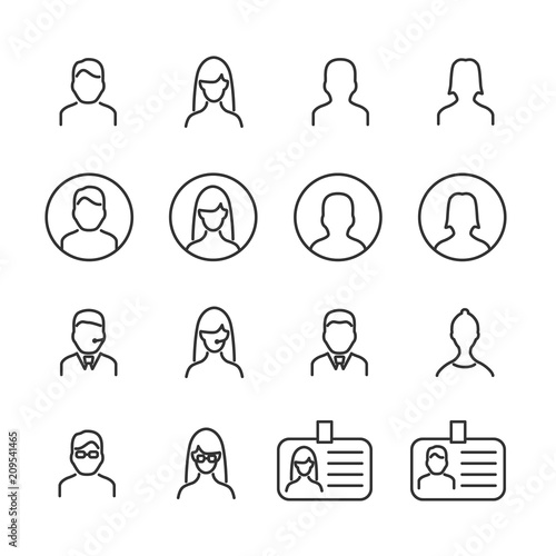 Vector image set of user line icons.
