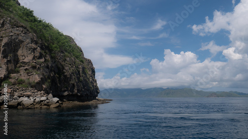 Cliff and water.