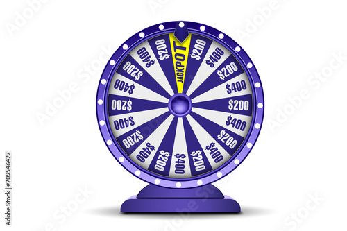 Fortune wheel 3d object isolated on white background. Wheel of luck. Online casino banner. Gambling concept
