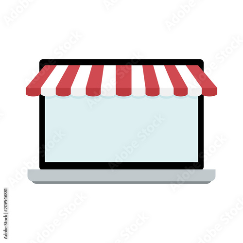 Screen of laptop with awning