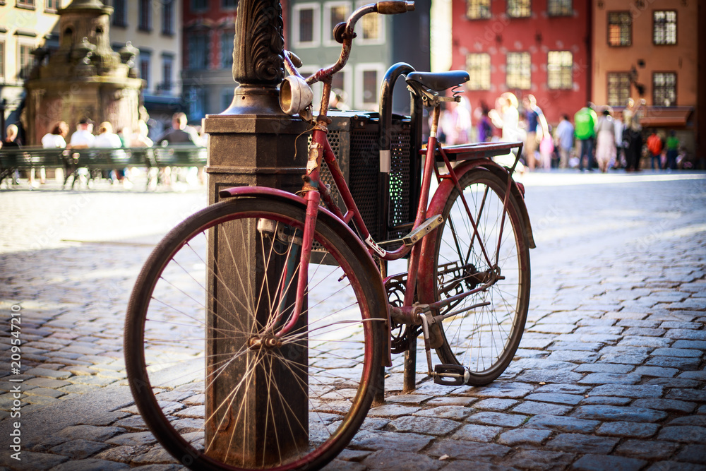 Old Bicycle in city