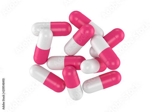 pills capsules isolated on white background, 3D rendering-8