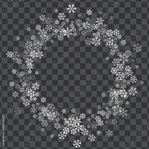 Frame or border of random scatter snowflakes