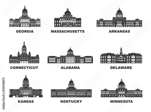 United States of America. Vector collection of United States city
