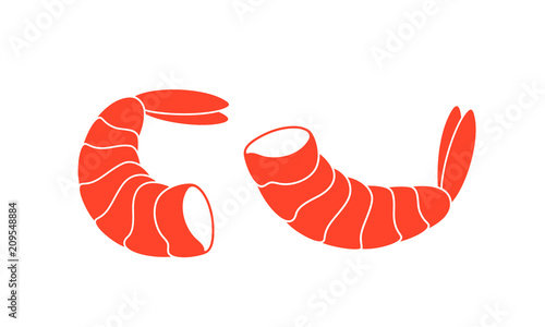 Shrimp Logo. Isolated shrimp on white background. Prawns