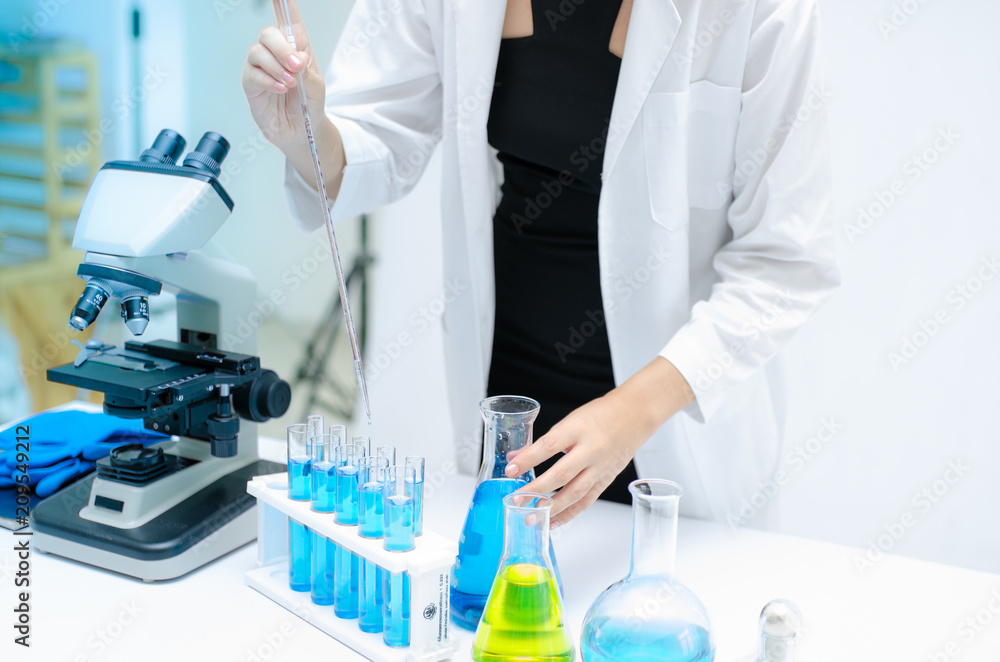 Fototapeta premium The test tube and equipment in science.