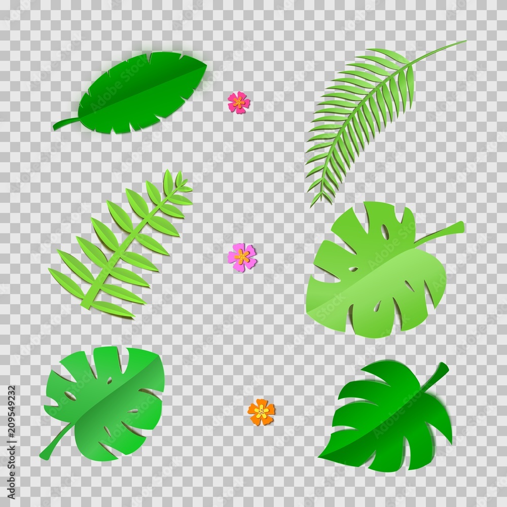 Paper cutout of many different green leaves stock photo - OFFSET