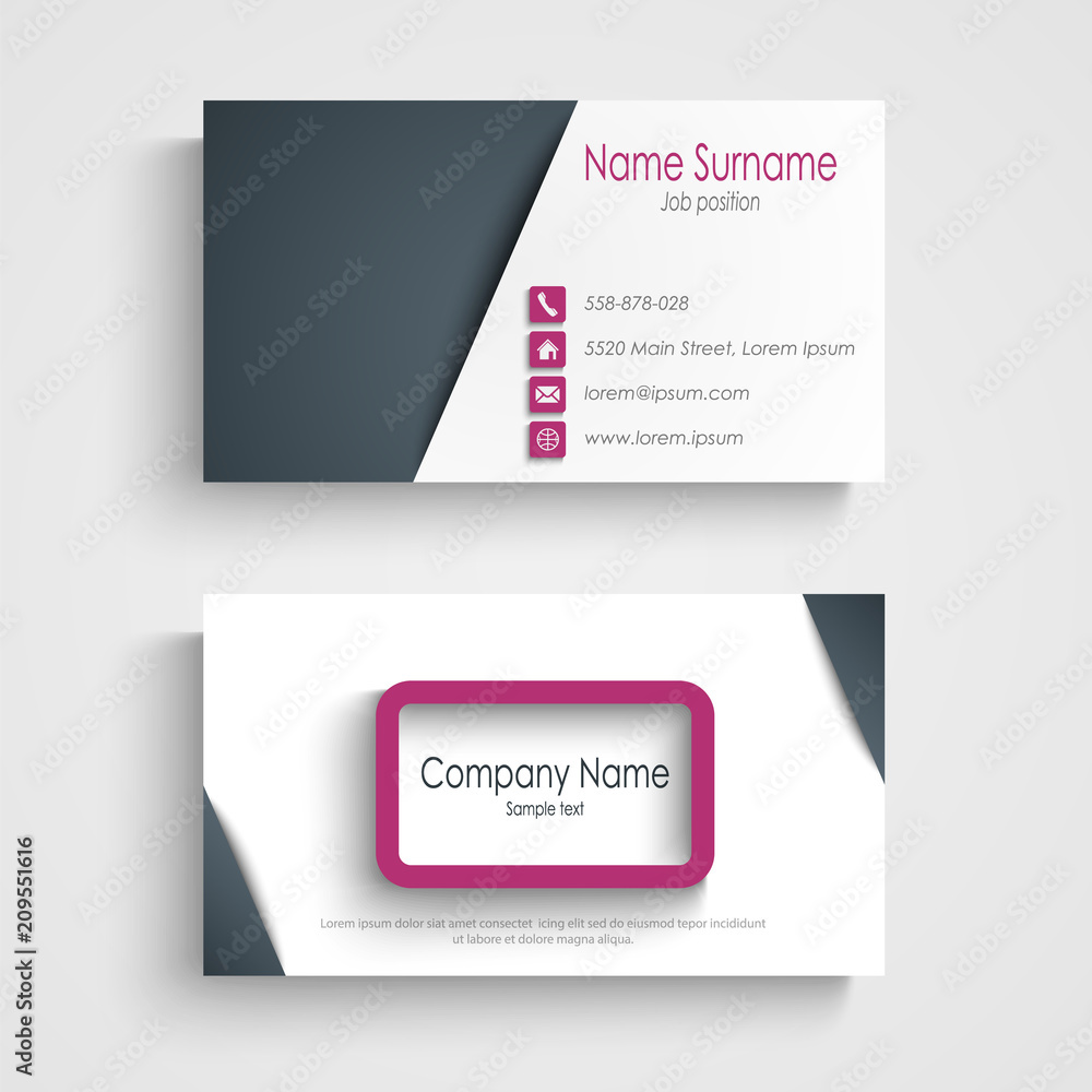 Business card with abstract frame design element