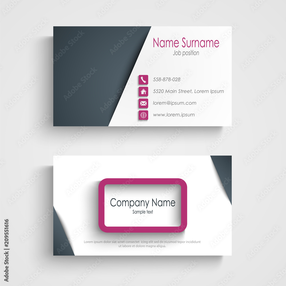 Business card with abstract frame design element Business card with abstract frame design element