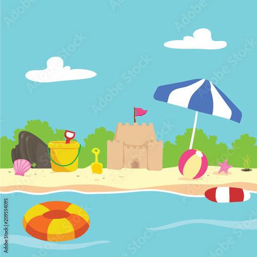 beach toys vector design