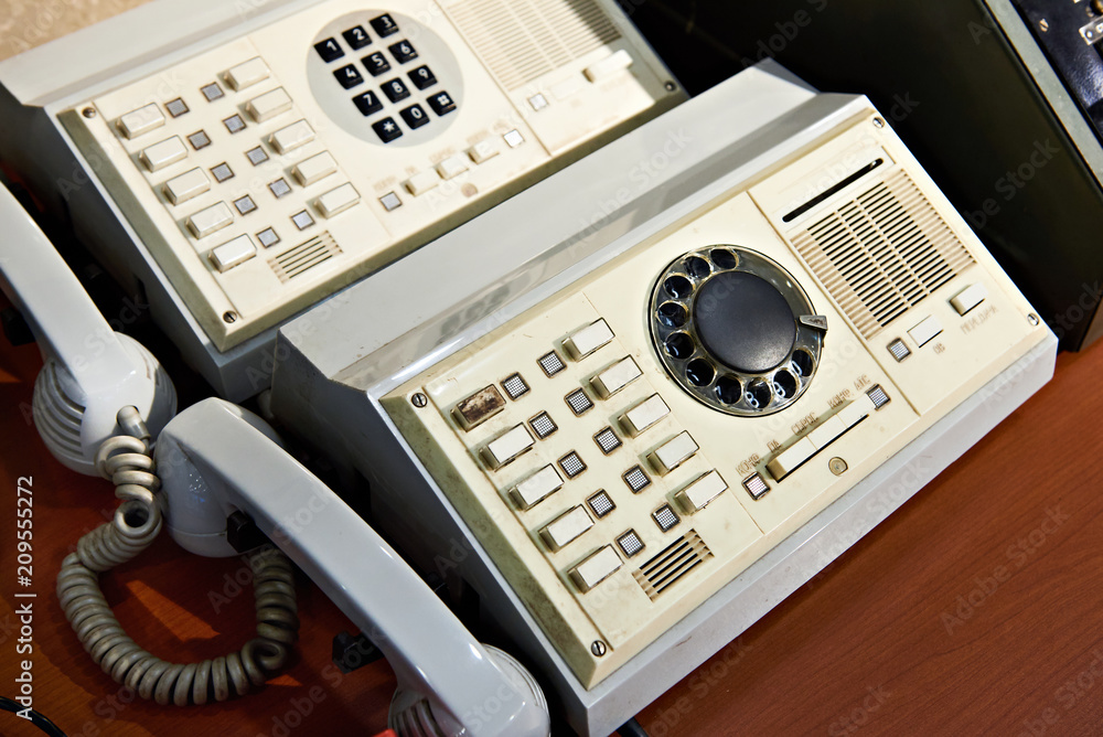 Retro rotary dial telephone and switching station Retro rotary dial telephone and switching station