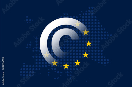 Copyright in the Digital Single Market concept on European Union flag