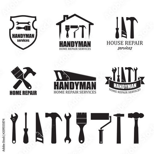 Set of different handyman services icons photo