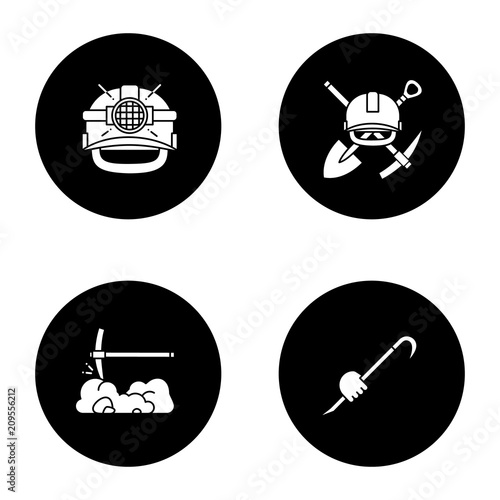 Construction tools glyph icons set