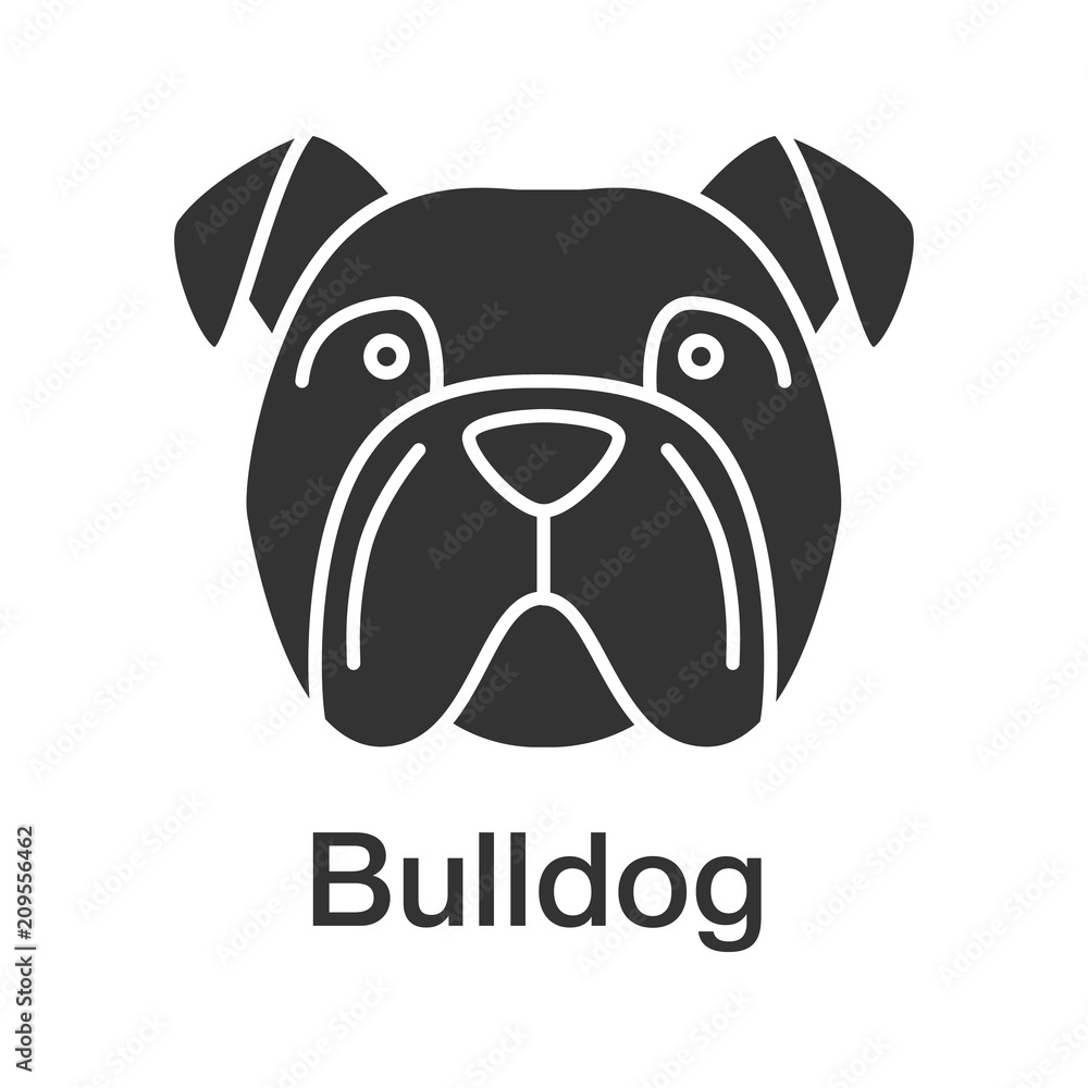 Naklejka premium English Bulldog glyph icon