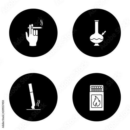 Smoking glyph icons set
