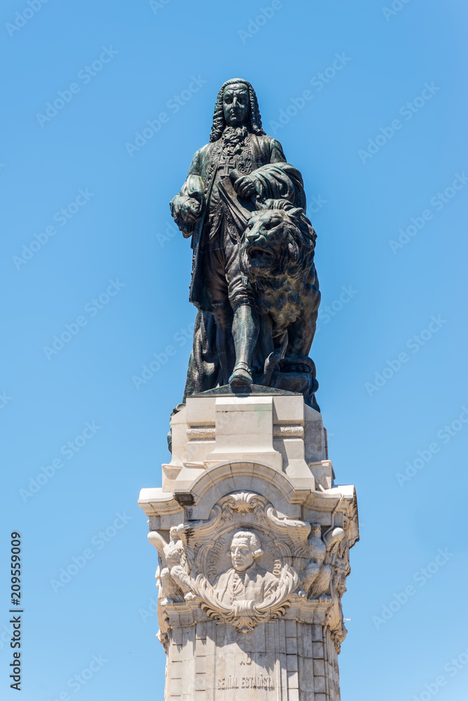 Monument to the Marquis of Pombal the prime-minister who rebuilt the old town of Lisbon after the earthquake of 1755 in Lisbon, Portugal