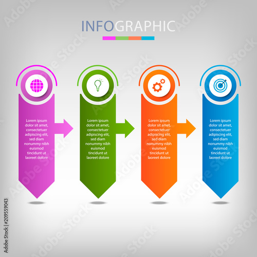 Business infographic template with 4 steps timeline for presentation or web.