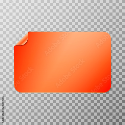 Orange rectangular peel off paper sticker