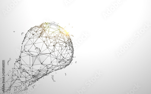 Punching boxing glove form lines, triangles and particle style design. Illustration vector