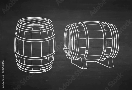 Chalk sketch of barrels.
