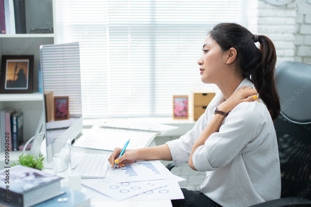 Asian women Aches from working She felt like relaxing Asian women Aches from working She felt like relaxing