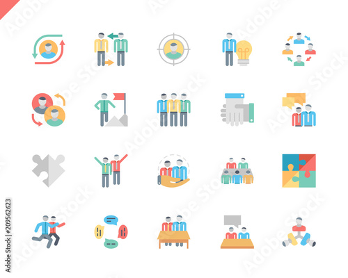 Simple Set Teamwork Flat Icons for Website and Mobile Apps. Contains such Icons as Research, Meeting, Leadership, Business, Management. 48x48 Pixel Perfect. Vector illustration.
