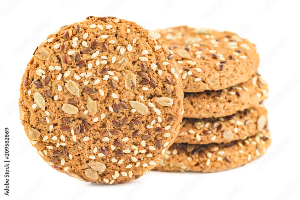 Oatmeal cookies with seeds isolated Oatmeal cookies with seeds isolated