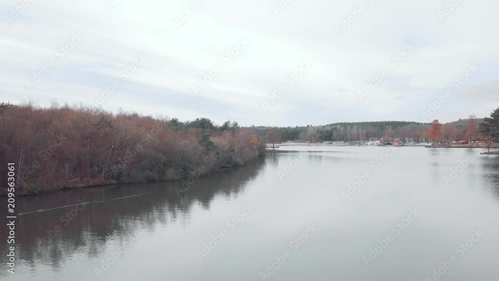 aerial shot lake in autumn aerial shot lake in autumn