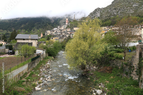 historic village Tende and river at the Maritime Alps, France