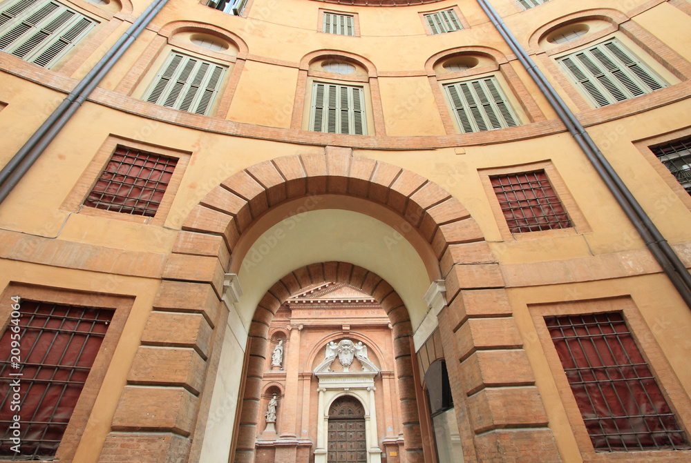 historic architecture in Ferrara, old town, Italy