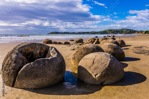 Boulders Moeraki - large spherical boulders Fototapet