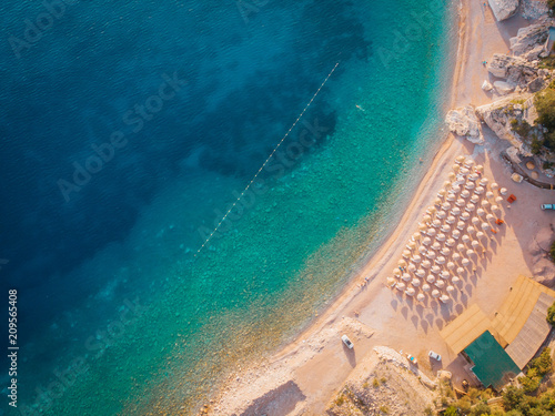 Aerial view of the beaches of the Adriatic coast in Montenegro © MZaitsev