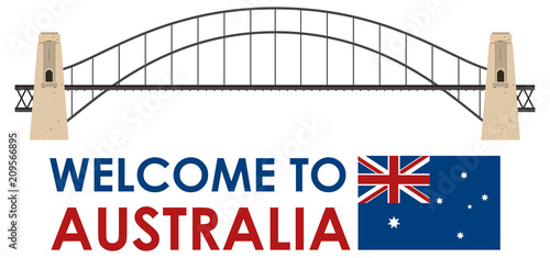 Australia Harbor Bridge on White Background