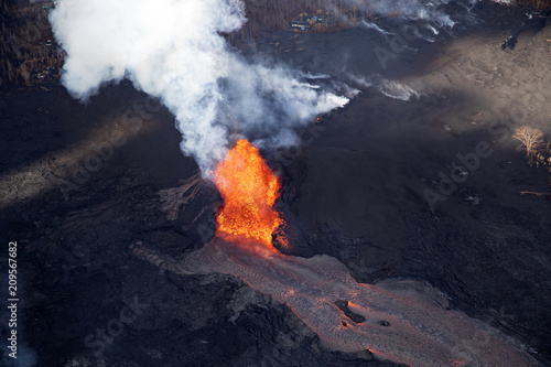 Aerial view of the eruption of the volcano Kilauea on Hawaii, in the picture Fissure 8, May 2018 photo
