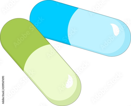 Drugs and Pills on white background, Medical pill, Tablet symbol. Vector Illustration.