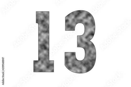 13. Number. Shiny silver textures for designers. White isolated. Percent and Discount Theme