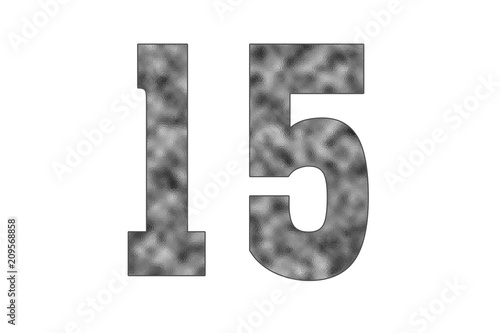 15 Number. Shiny silver textures for designers. White isolated. Percent and Discount Theme