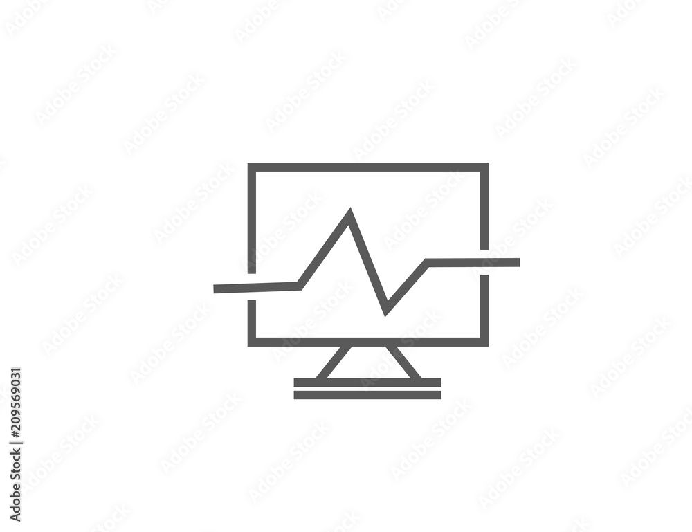 Data analysis on computer icon Data analysis on computer icon