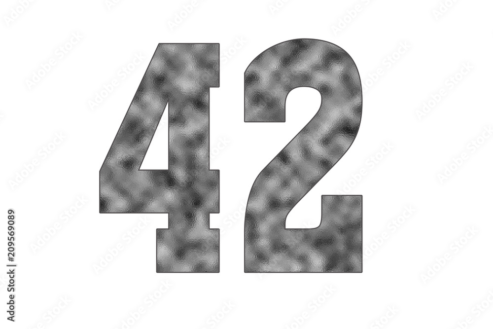 42 Number. Shiny silver textures for designers. White isolated. Percent and Discount Theme 42 Number. Shiny silver textures for designers. White isolated. Percent and Discount Theme