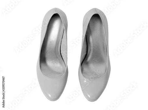 fashion female shoes with heels isolated. Black and white photo