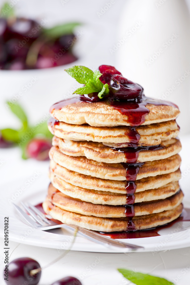 Pancakes With Cherry Topping Pancakes With Cherry Topping