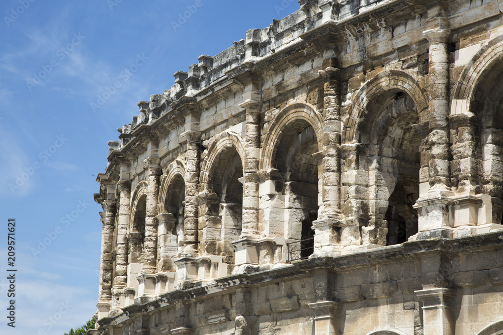 Roman amphitheater in the old town of Nimes in France