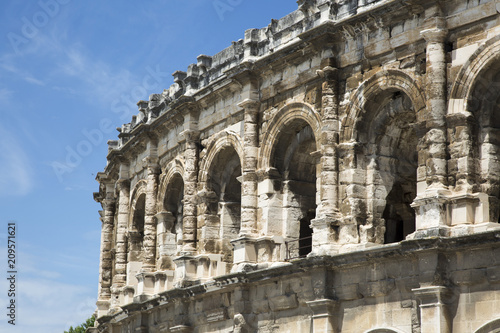 Roman amphitheater in the old town of Nimes in France