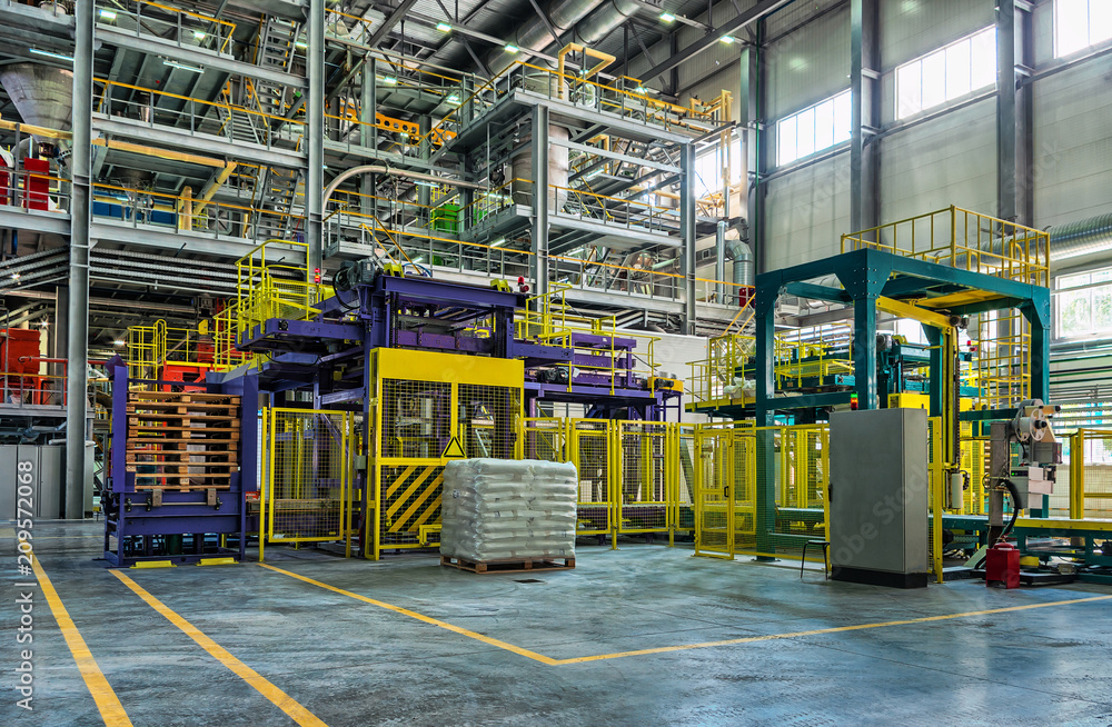 The chemical factory. packing area The chemical factory. packing area