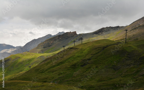 Beautiful landscape on the Route des Grandes Alpes with Col de l'Iseran mountain pass who connects Italy to France.