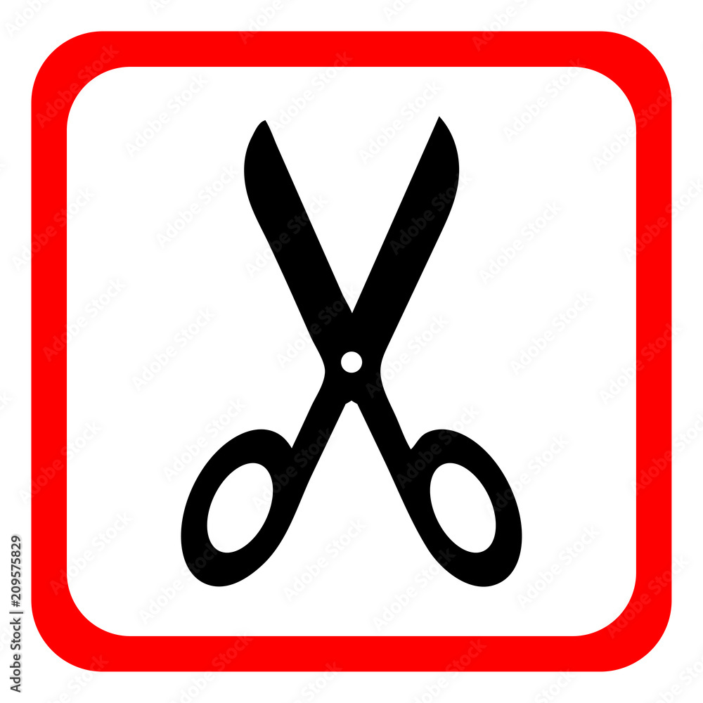 Scissors red  modern design web icon. Vector illustration.