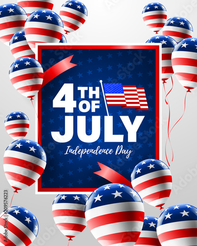 4th of July poster template.USA independence day celebration with American flag.USA 4 th of July promotion advertising banner template for Brochures,Poster or Banner.Vector illustration EPS 10
