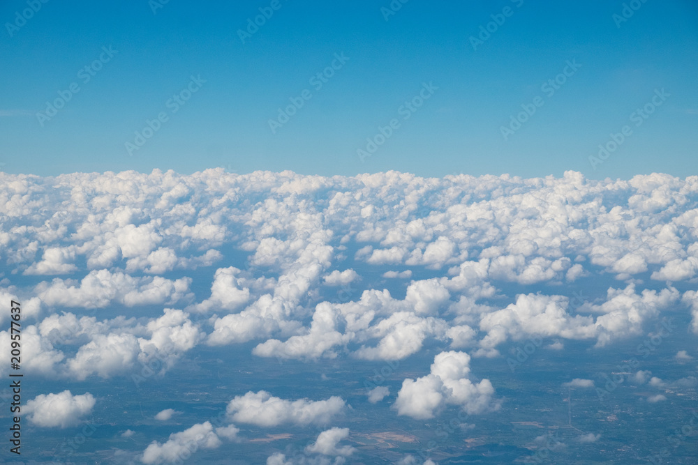 Clouds and blue sky. (Aerial view)
